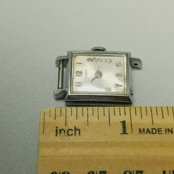 Vintage Timex Mechanical Chrome Plated Watch Face, AS IS Not Working Broken - Picture 7 of 9
